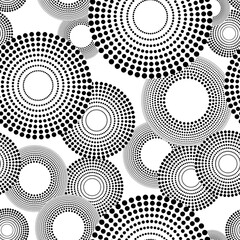 Seamless abstract background with concentric dotted circles.