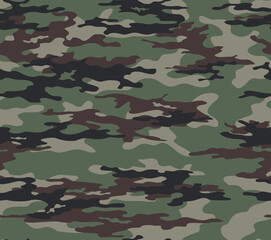 Fototapeta premium Dark green vector military camouflage, geometric seamless pattern. EPS