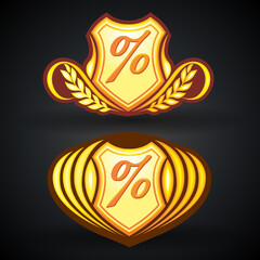 Ogange percent protection logo icon design template. Discount percent concept. Vector illustration. Special offer symbol. SALE logo template. Percent symbol logo design. 