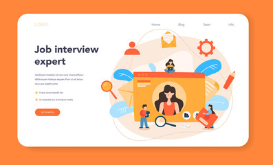 Job interview web banner or landing page. Idea of employment and hiring.
