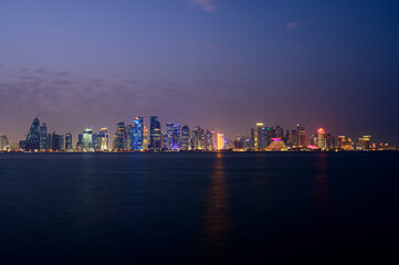 Naklejka premium City light in night view from Doha Qatar