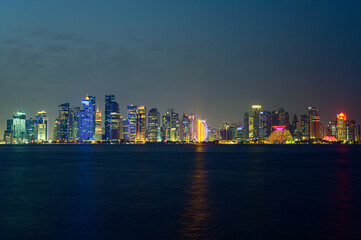 Obraz premium City light in night view from Doha Qatar