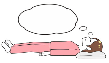 寝る　横向き　女性　吹き出し