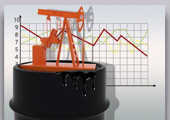 3d illustration of fluctuations in prices for petroleum products in the modern world.