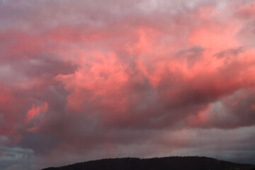 Clouds in sunset time, red and orange sky