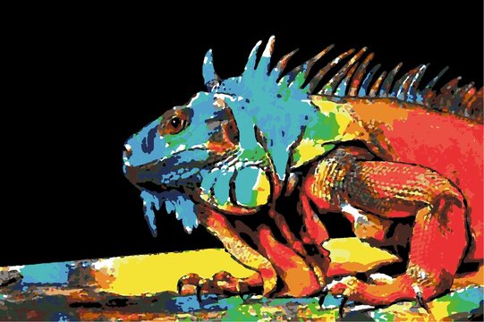 Portrait d'un iguane multicolore