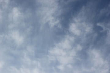 Sparse White Clouds on Winter Blue Sky Background Backdrop Texture