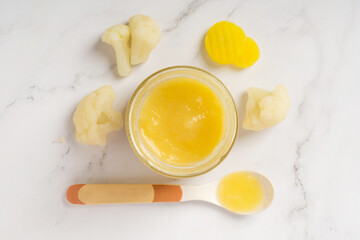 baby food in a jar, cauliflower-carrot puree
