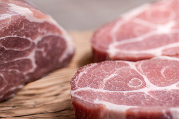 Fresh marbled steaks cut for grilling