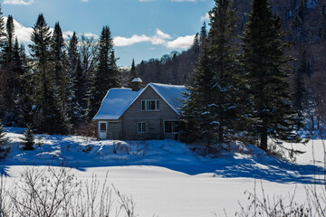 Canadian winter landscape in Jaque Cartier national park