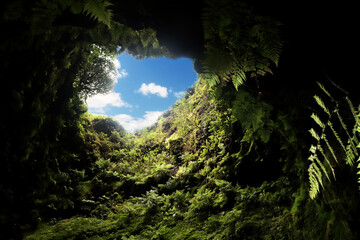 Lava tube in terceira island, azores, ,