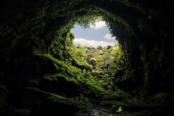 Lava tube in terceira island, azores, ,