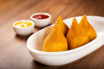 Coxinha of chicken, Traditional brazilian snack.