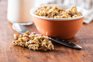 Breakfast cereal. Morning granola.