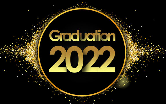 Graduation 2022 In Golden Circle Stars And Black Background