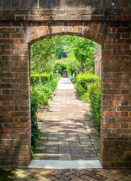 Arched entrance into a garden