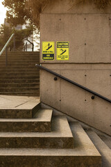 Caution hazard - use rail