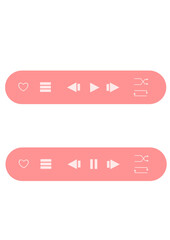 pink cute buttons for music player control, buttons for player, music control, turntable, vector illustration