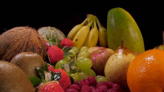 Fresh fruit on rustic wooden table 4k