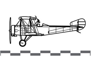Sopwith Comic. Sopwith Strutter. World War 1 anti zeppelin aircraft. Side view. Image for illustration and infographics.