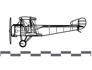 Sopwith Type 9700. Sopwith Strutter. World War 1 attack aircraft. Side view. Image for illustration and infographics.