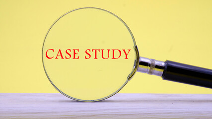 case study text through a magnifying glass on a yellow background