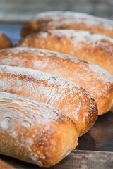 Craft bread on the table at the bakery. The concept of small industries and healthy food