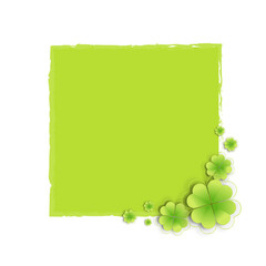 Clover against the background of abstract green blot of paint Element for banner, poster, greeting card, party invitation