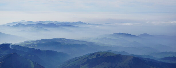 Great view from Säntis, the highest peak of Swiss Alpstein Massif