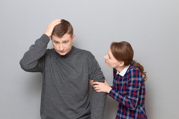 Portrait of couple talking and arguing, relationship concept