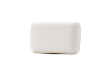 white soap bar isolated on white background. antibacterial soap brick cut out - obrazy, fototapety, plakaty