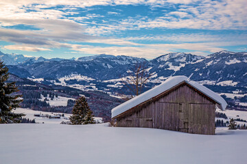 Allgäu - Winter - Stadel - Berge - Oberstdorf - Panorama