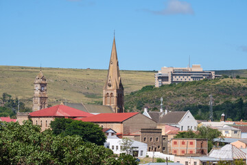 Church steeples from a distance in Grahamstown, Eastern Cape, South Africa