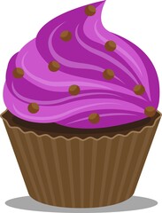 Vector illustration of a cupcake. An idea for holiday invitations, for colorings, for postcards, for a cookbook, for children's creativity.