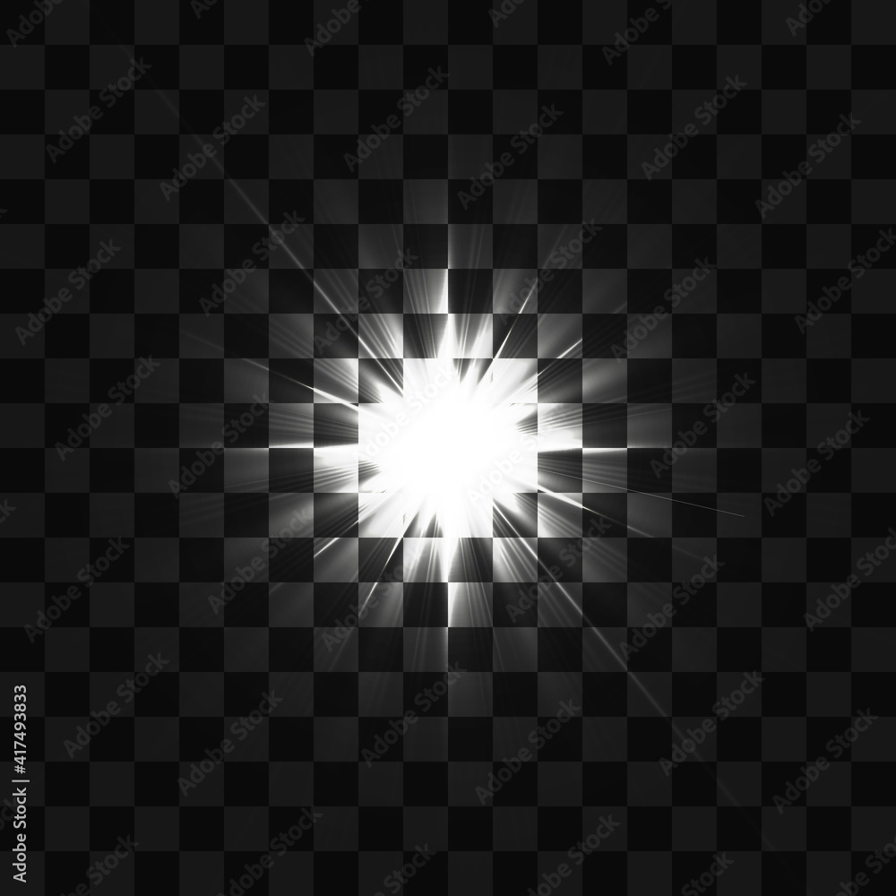Wall mural white beautiful light explodes with a transparent explosion. vector, bright illustration for perfect