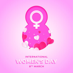 Happy international women day in paper style greeting card background