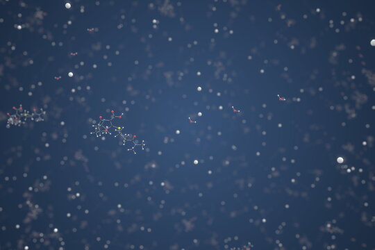 Molecule of Meropenem. Molecular model, science related 3d rendering