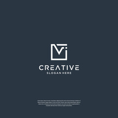 Obraz premium Minimalist initials V with square logo design