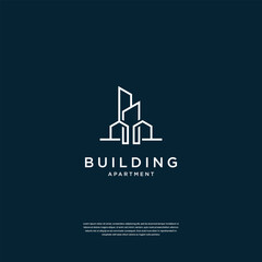 Building logo design with line art style