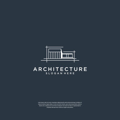 architecture logo with liner concept building real estate logo design inspiration