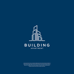 Abstract building structure logo design real estate, architecture, construction with line art style