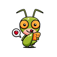 cute grasshopper character design themed corn