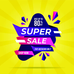 Super sale banner templete design for media promotions and social media promo