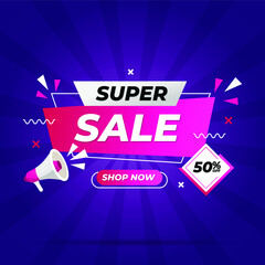 Super sale banner templete design for media promotions and social media promo