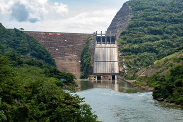 View of the Hidrosogamoso dam in Colombia on February 19, 2021