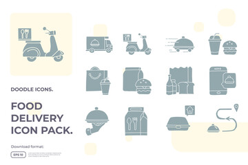 food delivery service silhouette doodle style icon vector illustration