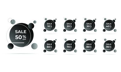 Sale tags set vector badges template, up to 10, 20, 90, 80, 30, 40, 50, 60, 70 percent off, vector illustration