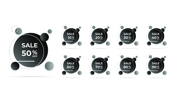 Sale tags set vector badges template, up to 10, 20, 90, 80, 30, 40, 50, 60, 70 percent off, vector illustration