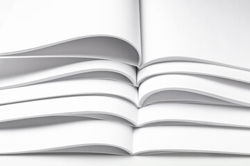Open blank magazines on white background