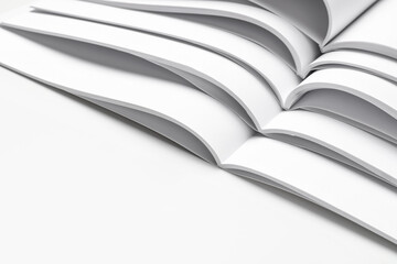 Open blank magazines on white background